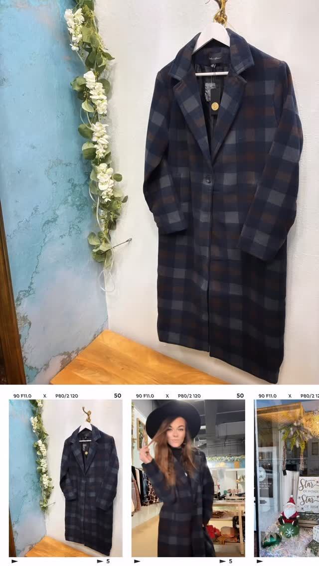 WednesdayWears🧥🫶🏼❄️🥶 

Featuring~
Full length plaid trench-coat. 

Size M,L,XL available! ✨

 #roselynsonfirst  #downtownhickory #smallbusiness #boutique #boutiquehubmember